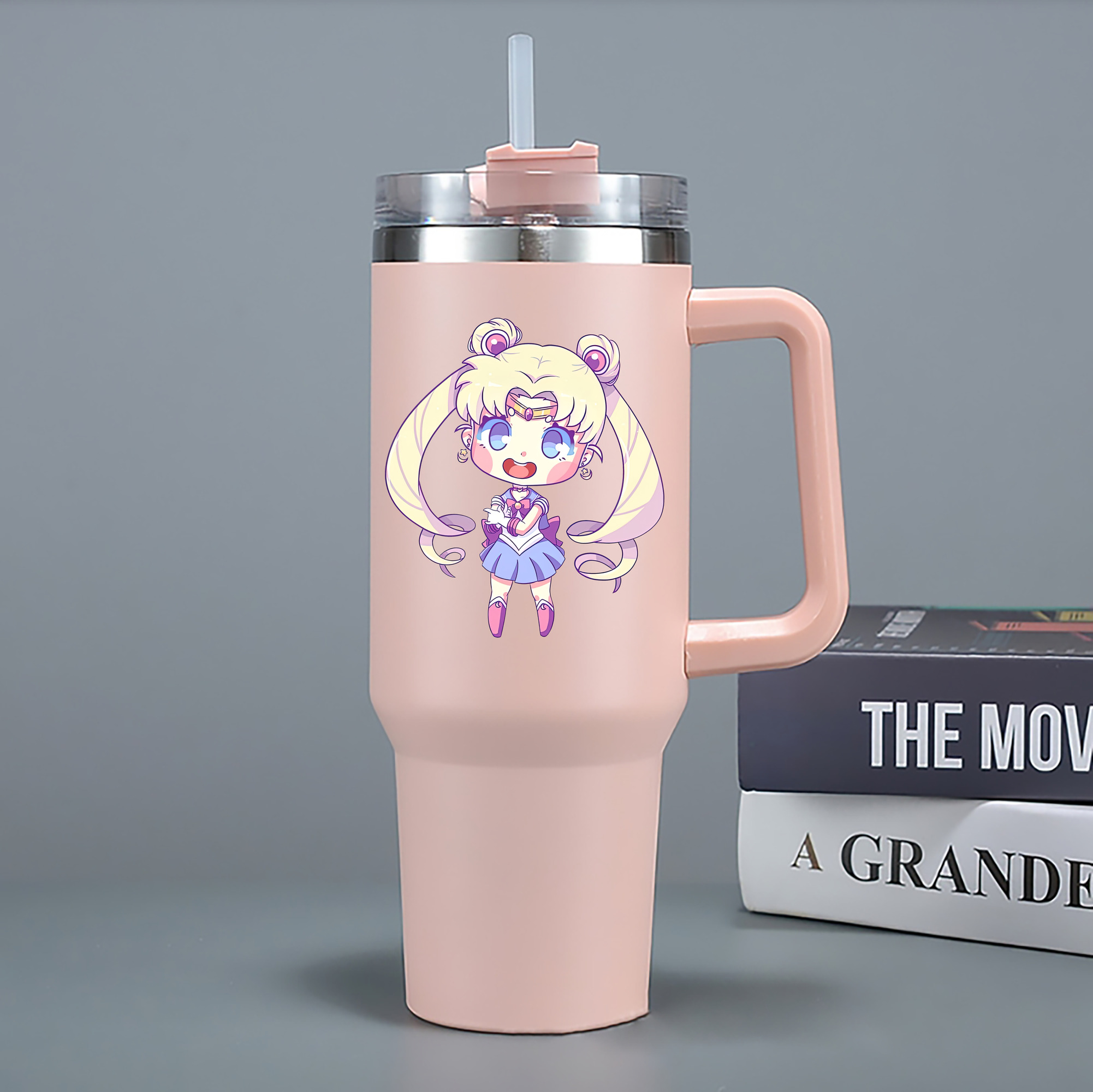 （画像用） 美少女戦士セーラームーン 月野 うさぎ つきの うさぎ Sailor Moon Tsukino Usagi 1200mL車用タンブラー - クリスタルステッカー（プラスチックストロー付き）